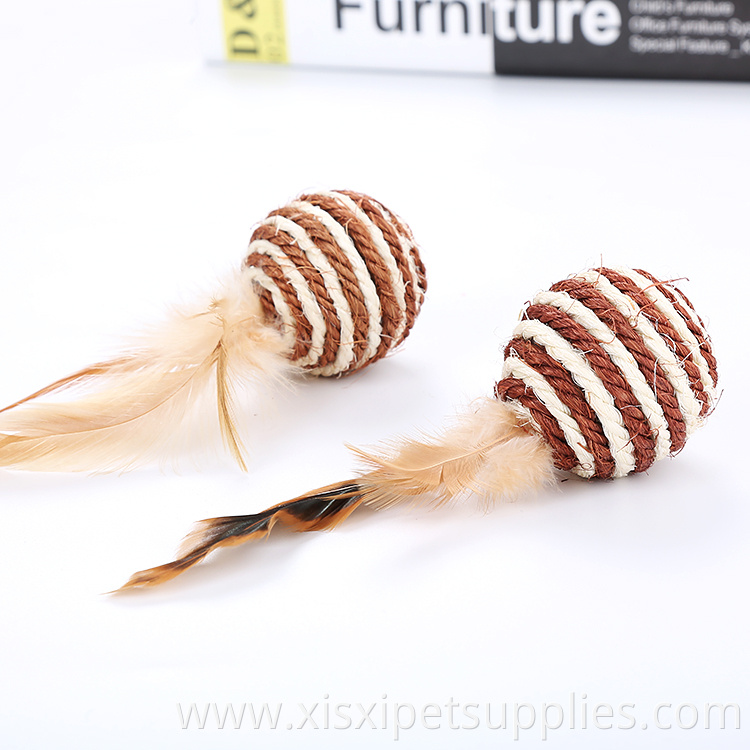 feather sisal ball interactive cat toy